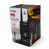 MGX H5 retail box showing the 5W UHF LMR/CB hybrid radio branding