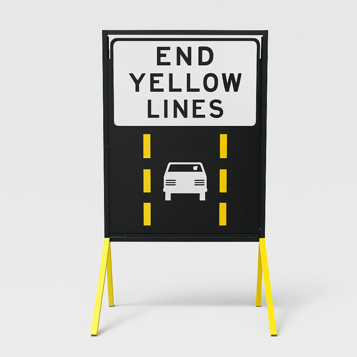 MMF03 traffic sign frame holding a full-size 1200x900mm corflute highway sign