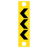 Black chevron pattern on retroreflective yellow – 300×1200mm corflute bollard sleeve sign