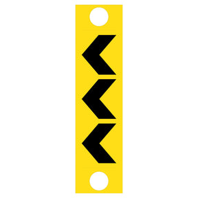 Black chevron pattern on retroreflective yellow – 300×1200mm corflute bollard sleeve sign