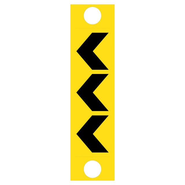 Black chevron pattern on retroreflective yellow – 300×1200mm corflute bollard sleeve sign