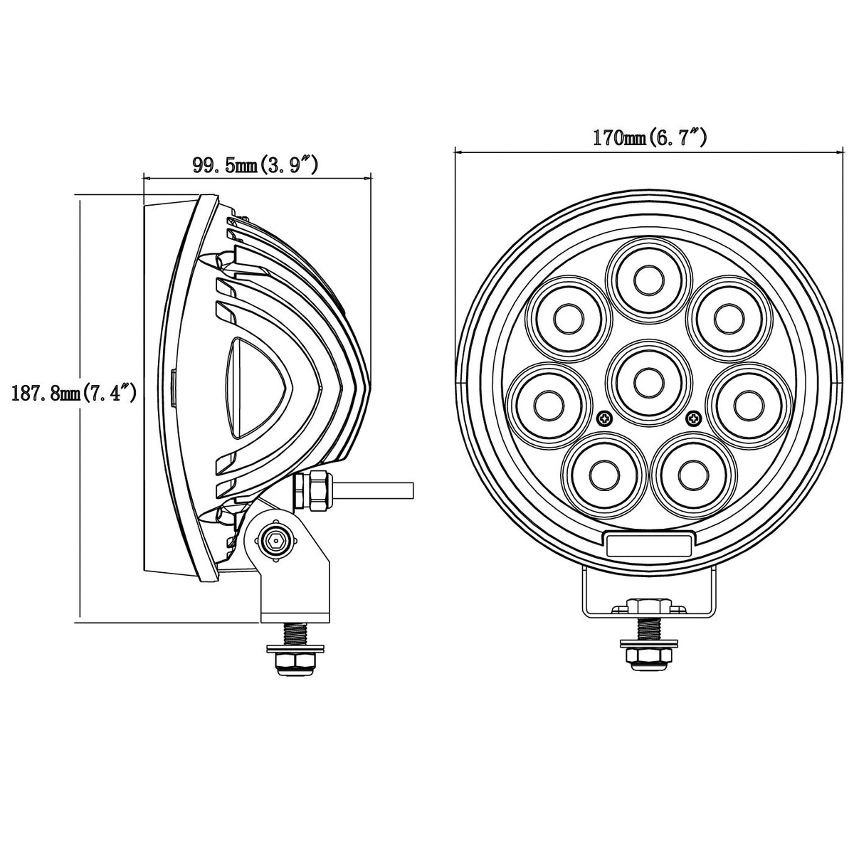 80W 6.7in Round Driving Light