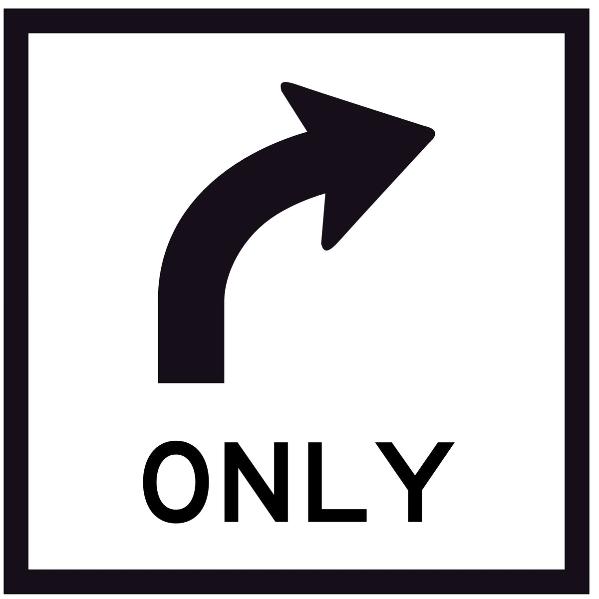 600x600 Sign Black arrow pointing to the right with 'ONLY' text on a white background
