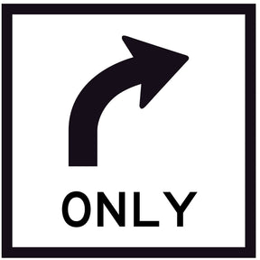 600x600 Sign Black arrow pointing to the right with 'ONLY' text on a white background