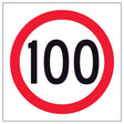 RM4-1A(100) 600x600mm Speed limit sign with the number 100 on a white background