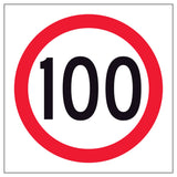 RM4-1A(100) 600x600mm Speed limit sign with the number 100 on a white background
