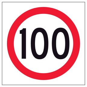 RM4-1A(100) 600x600mm Speed limit sign with the number 100 on a white background