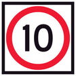 10 km/h Speed Limit Corflute Sign Panel – 600x600mm – RM4-1A(10) – Class 1 reflective white with red annulus and black numerals