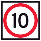 10 km/h Speed Limit Corflute Sign Panel – 600x600mm – RM4-1A(10) – Class 1 reflective white with red annulus and black numerals