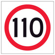 RM4-1A(110) Speed limit multi message sign panel with the number 110 on a white background