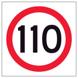 RM4-1A(110) Speed limit multi message sign panel with the number 110 on a white background