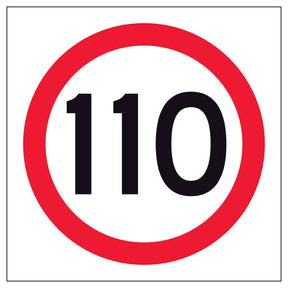 RM4-1A(110) Speed limit multi message sign panel with the number 110 on a white background