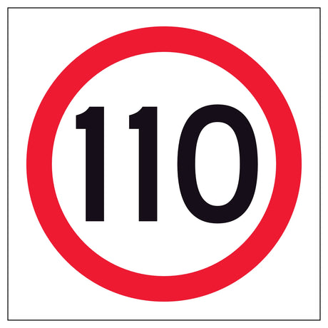 RM4-1A(110) Speed limit multi message sign panel with the number 110 on a white background
