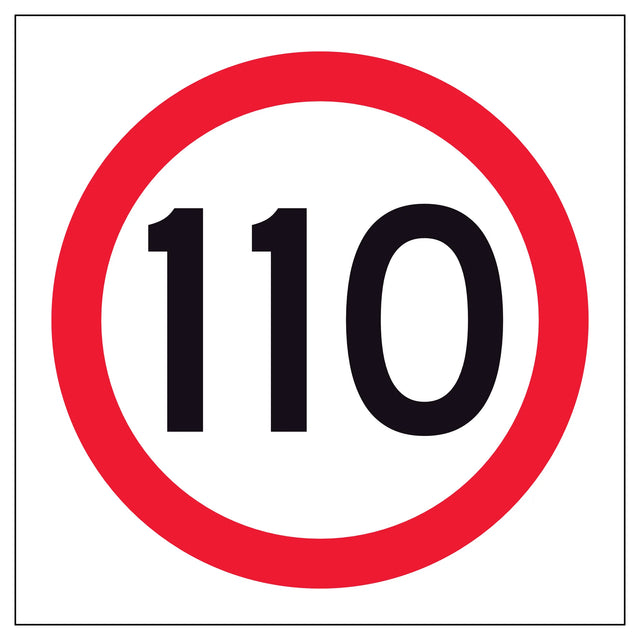 RM4-1A(110) Speed limit multi message sign panel with the number 110 on a white background