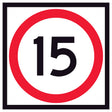 15 km/h Speed Limit Corflute Sign Panel – 600x600mm – RM4-1A(15) – Class 1 reflective white with red annulus and black numerals