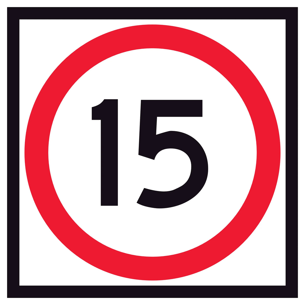 15 km/h Speed Limit Corflute Sign Panel – 600x600mm – RM4-1A(15) – Class 1 reflective white with red annulus and black numerals