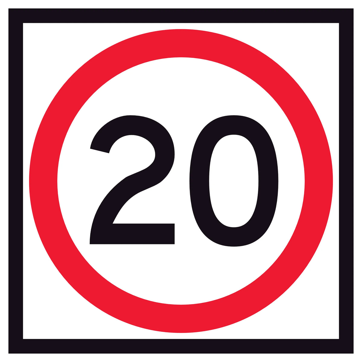 RM4-1A(20) multi message Speed limit sign with the number 20 on a white background