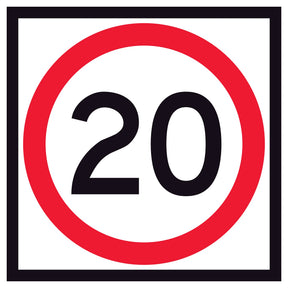 RM4-1A(20) multi message Speed limit sign with the number 20 on a white background