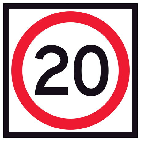 RM4-1A(20) multi message Speed limit sign with the number 20 on a white background
