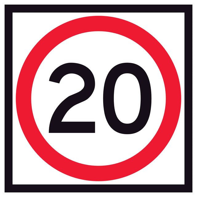 RM4-1A(20) multi message Speed limit sign with the number 20 on a white background