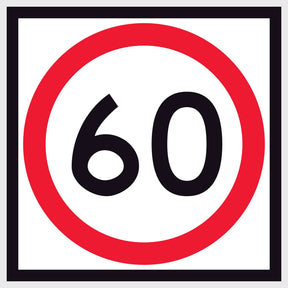 RM4-1A(60) 600x600 mm corflute 60 km/h speed-limit sign with a red circle on a white background