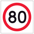 RM4-1A(80) 600x600mm Speed limit sign with the number 80 on a white background