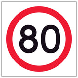 RM4-1A(80) 600x600mm Speed limit sign with the number 80 on a white background