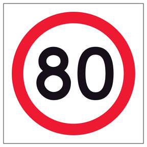 RM4-1A(80) 600x600mm Speed limit sign with the number 80 on a white background