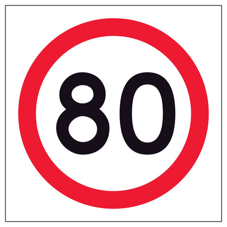 RM4-1A(80) 600x600mm Speed limit sign with the number 80 on a white background