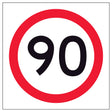RM4-1A(90) 600x600mm Speed limit sign with the number 90 on a white background