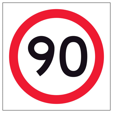 RM4-1A(90) 600x600mm Speed limit sign with the number 90 on a white background