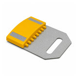 Single yellow speed bump module with two reflective strips on the galvanised end plate with carry slot