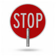 Red STOP face of the 450mm bat head with white retroreflective legend and heavy duty pole bracket