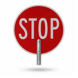 Red STOP face of the 450mm bat head with white retroreflective legend and heavy duty pole bracket