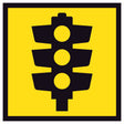 Traffic Lights TM1-30A 600x600mm corflute sign panel with black traffic signals symbol and border on yellow retroreflective background