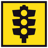 Traffic Lights TM1-30A 600x600mm corflute sign panel with black traffic signals symbol and border on yellow retroreflective background