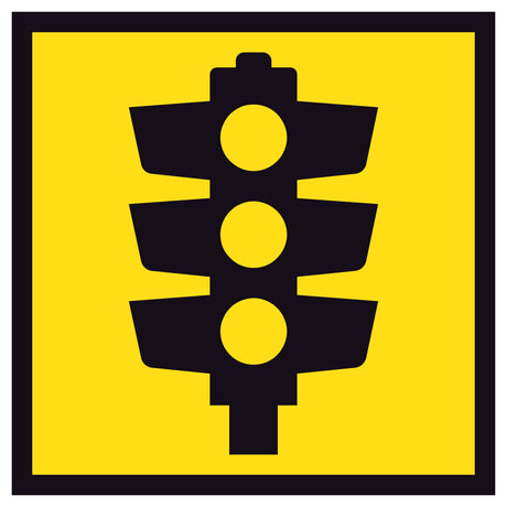 Traffic Lights TM1-30A 600x600mm corflute sign panel with black traffic signals symbol and border on yellow retroreflective background