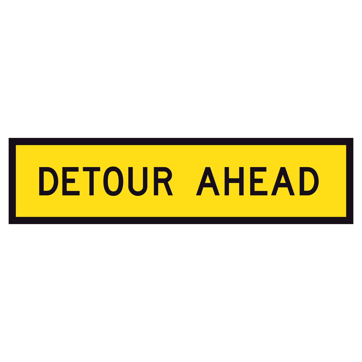 TM1-6B Detour Ahead 1200x300mm corflute sign panel with black DETOUR AHEAD legend and border on yellow retroreflective background