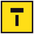 Lane Closed Ahead T Symbol TM10-2A 600x600mm corflute sign panel with black T-shaped lane closed ahead symbol on yellow reflective background.