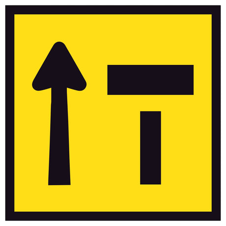 “RIGHT LANE OF 2 LANES CLOSED” symbolic T and arrow, black on retroreflective yellow - 600x600mm corflute sign panel
