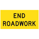 TM2-17C Yellow sign with 'END ROADWORK' text on a yellow background