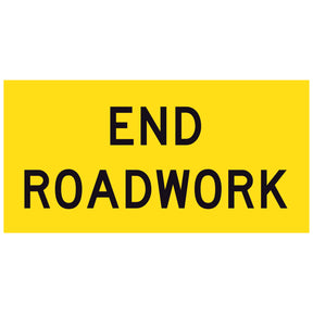 TM2-17C Yellow sign with 'END ROADWORK' text on a yellow background