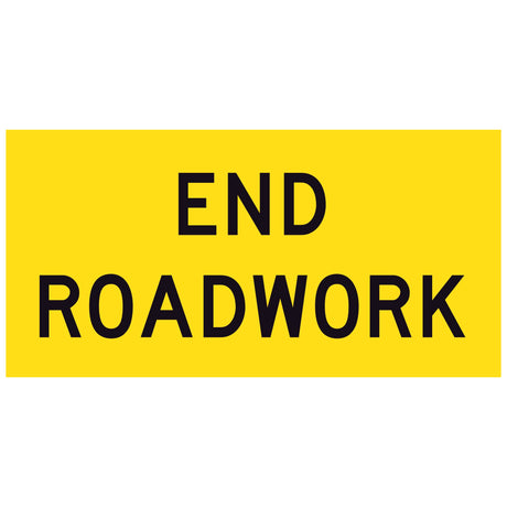 TM2-17C Yellow sign with 'END ROADWORK' text on a yellow background