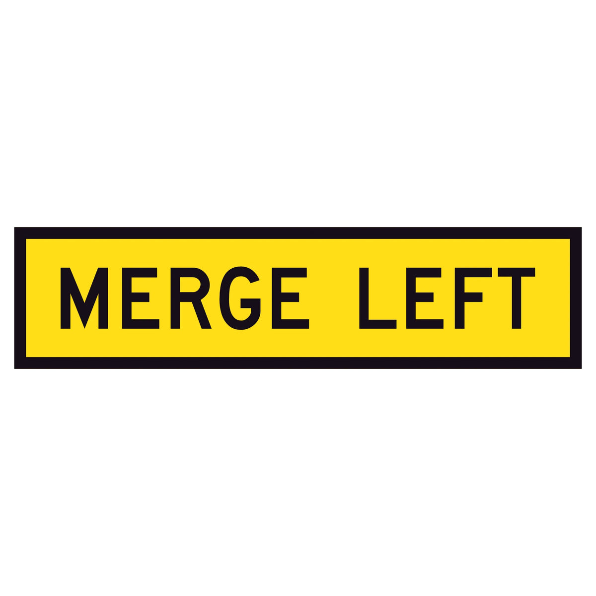 "MERGE LEFT" TM2-39B black text on retroreflective yellow - 1200x300mm corflute sign panel