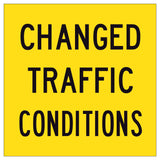 Changed Traffic Conditions TM2-44A corflute sign – 600x600mm yellow background