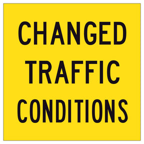 Changed Traffic Conditions TM2-44A corflute sign – 600x600mm yellow background