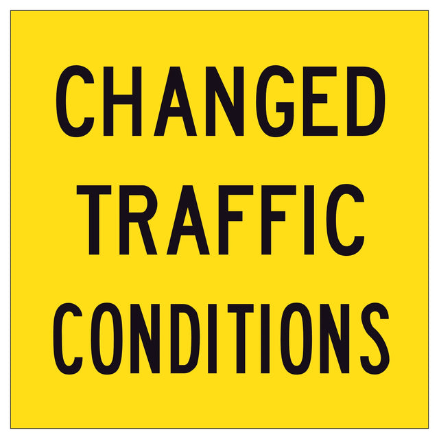 Changed Traffic Conditions TM2-44A corflute sign – 600x600mm yellow background