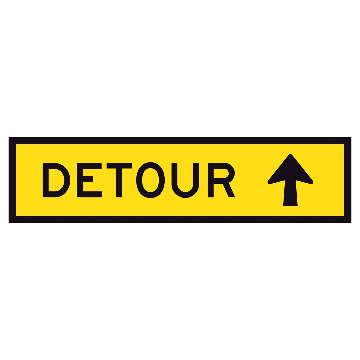 "DETOUR STRAIGHT AHEAD" TM5-1B(S) with upward arrow - black on retroreflective yellow - 1200x300mm corflute sign panel