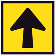 Black arrow symbol on retroreflective yellow – 600×600mm corflute sign panel.
