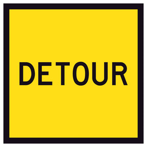 DETOUR TM5-7A black text on retroreflective yellow - 600x600mm corflute sign panel.